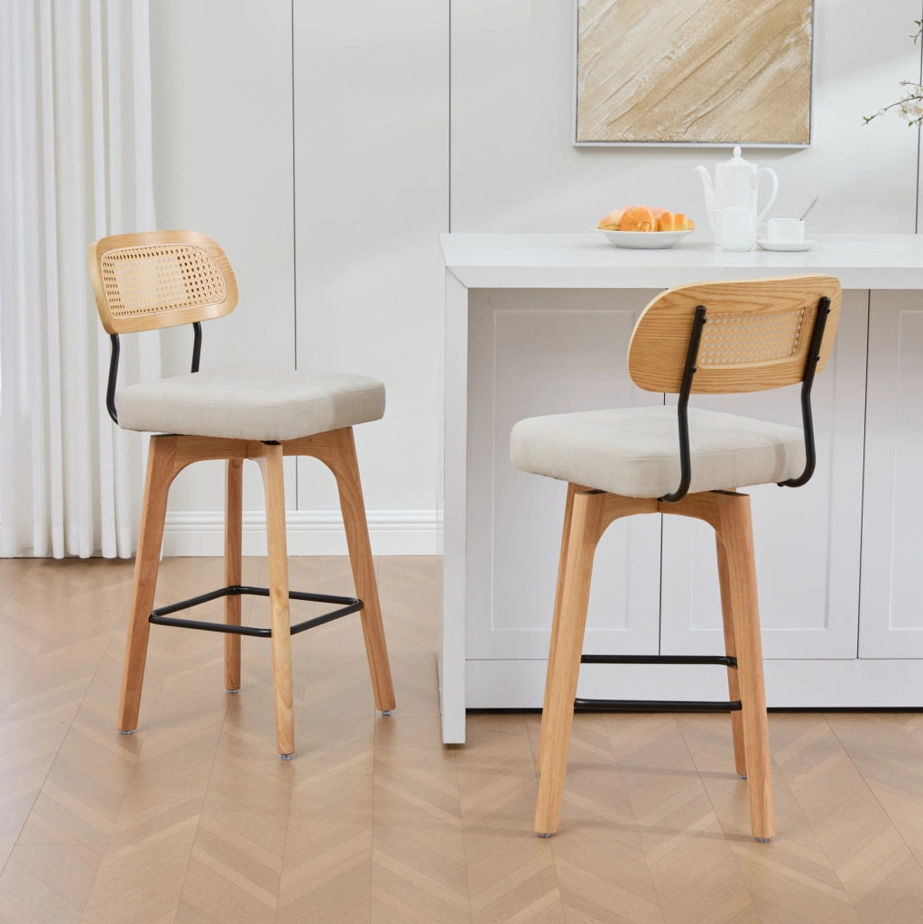 Sedia a dondolo con schienale alto ergonomico in velluto beige