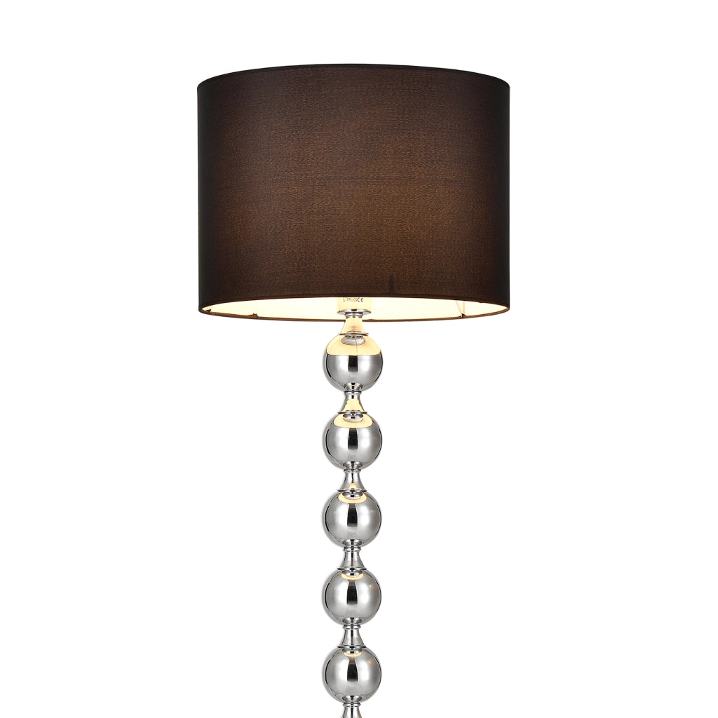 Lampada da Terra con Paralume Cilindrico e Sfere Decorative - Nero/Color Cromo lux.pro