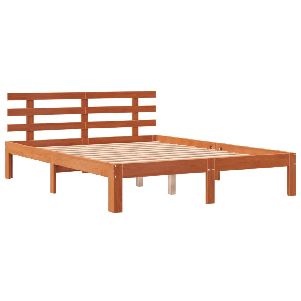 Letto senza Materasso Marrone Cera 140x190 cm in Legno di Pino 844270