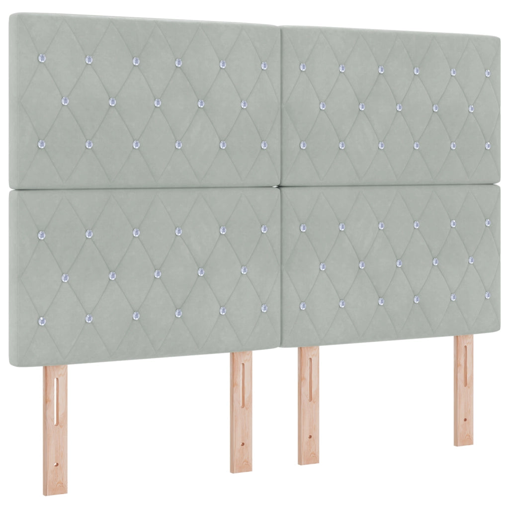 Letto Box Spring con Materasso Grigio Chiaro 140x200 cm Velluto