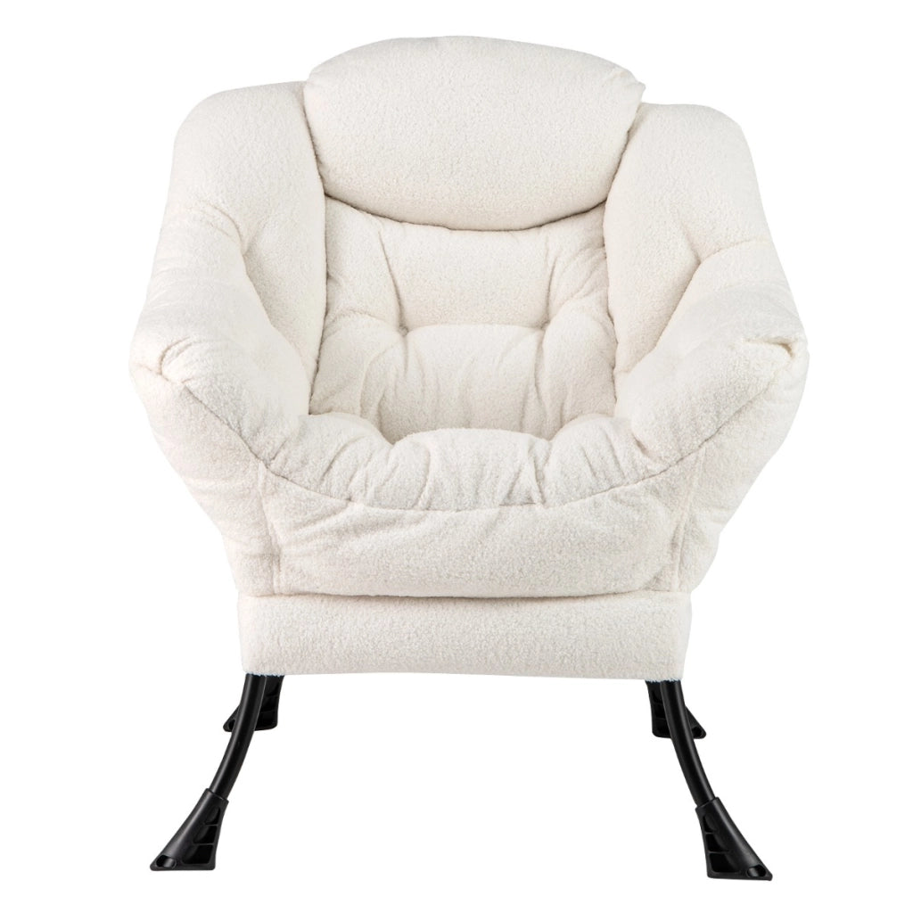 Poltrona comoda con cuscino per la testa schienale e seduta imbottiti, Poltrona per soggiorno elegante Beige