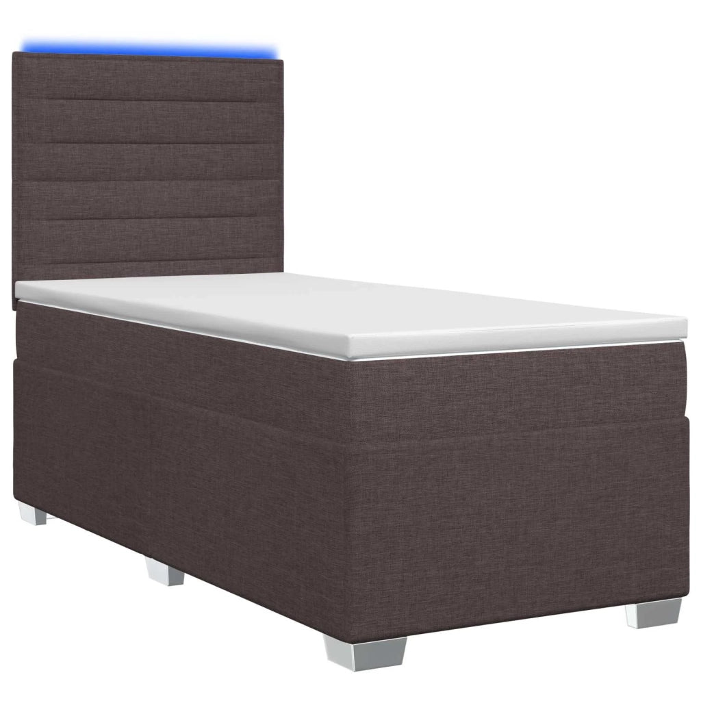Letto box spring con materasso Marrone Scuro 100 x 200 cm 3454799