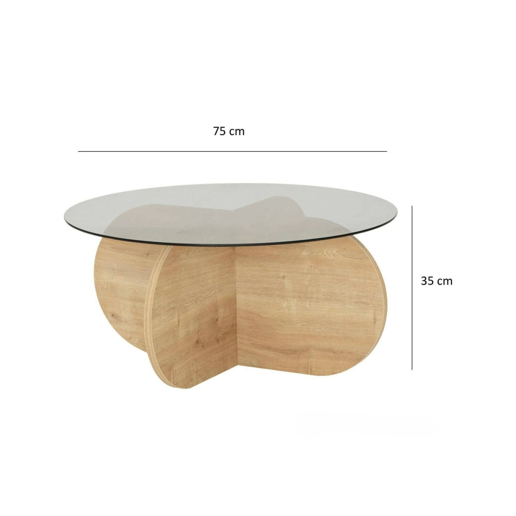 Nila, Tavolino da Salotto Effetto Fume, 75x75x35h cm Marrone Rovere