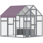 Pollaio da giardino con tetto impermeabile, 2 nidi, 2 posatoi per 6-8 galline ¨C Xylo ¨C 170x180x180 cm