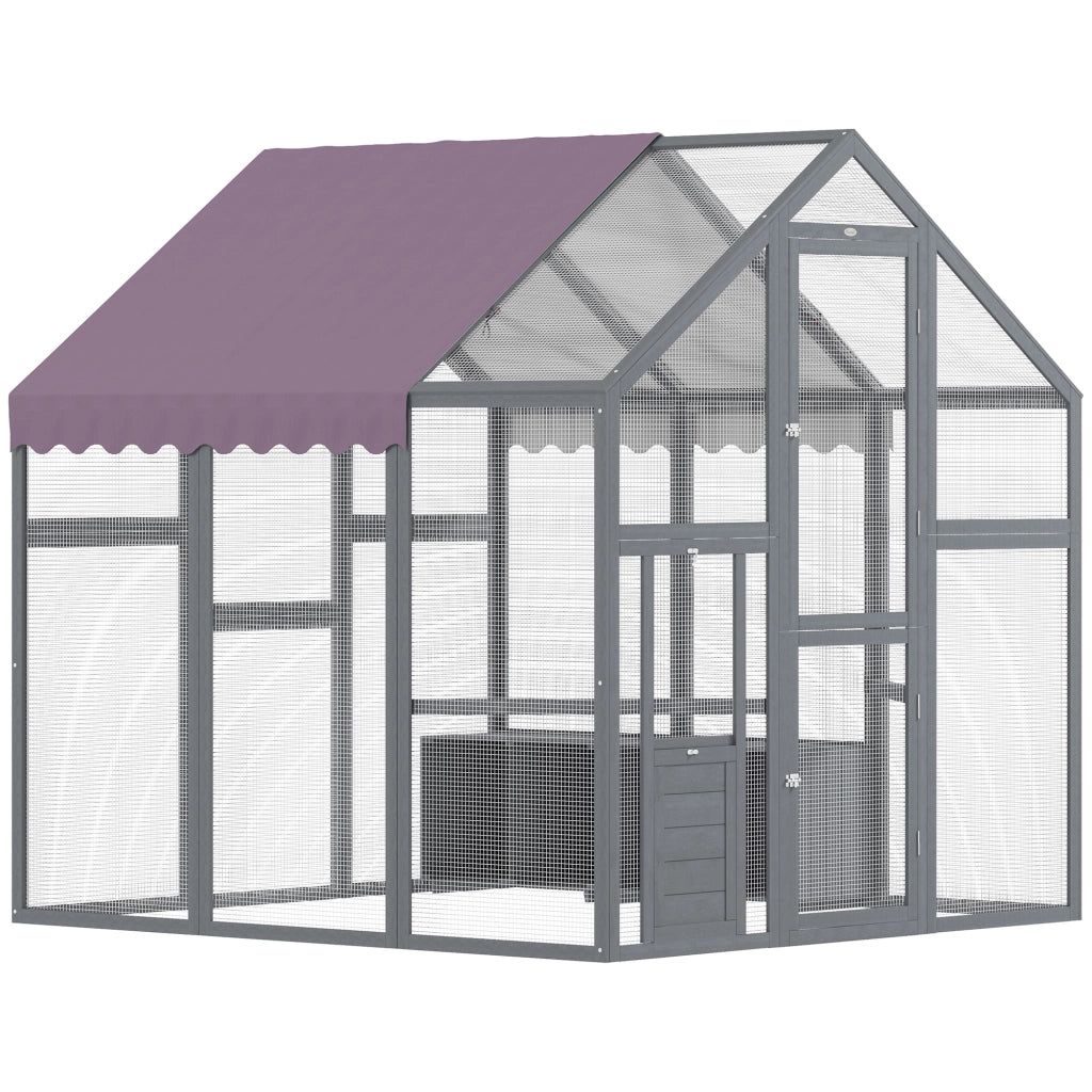 Pollaio da giardino con tetto impermeabile, 2 nidi, 2 posatoi per 6-8 galline ¨C Xylo ¨C 170x180x180 cm