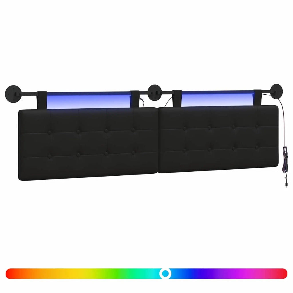 Testiera | Testata sospesa Con luce LED Nero Similpelle