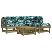 Set Divani da Giardino 5pz | Set Salotto da Giardino con Cuscini Legno Impregnato di Pino