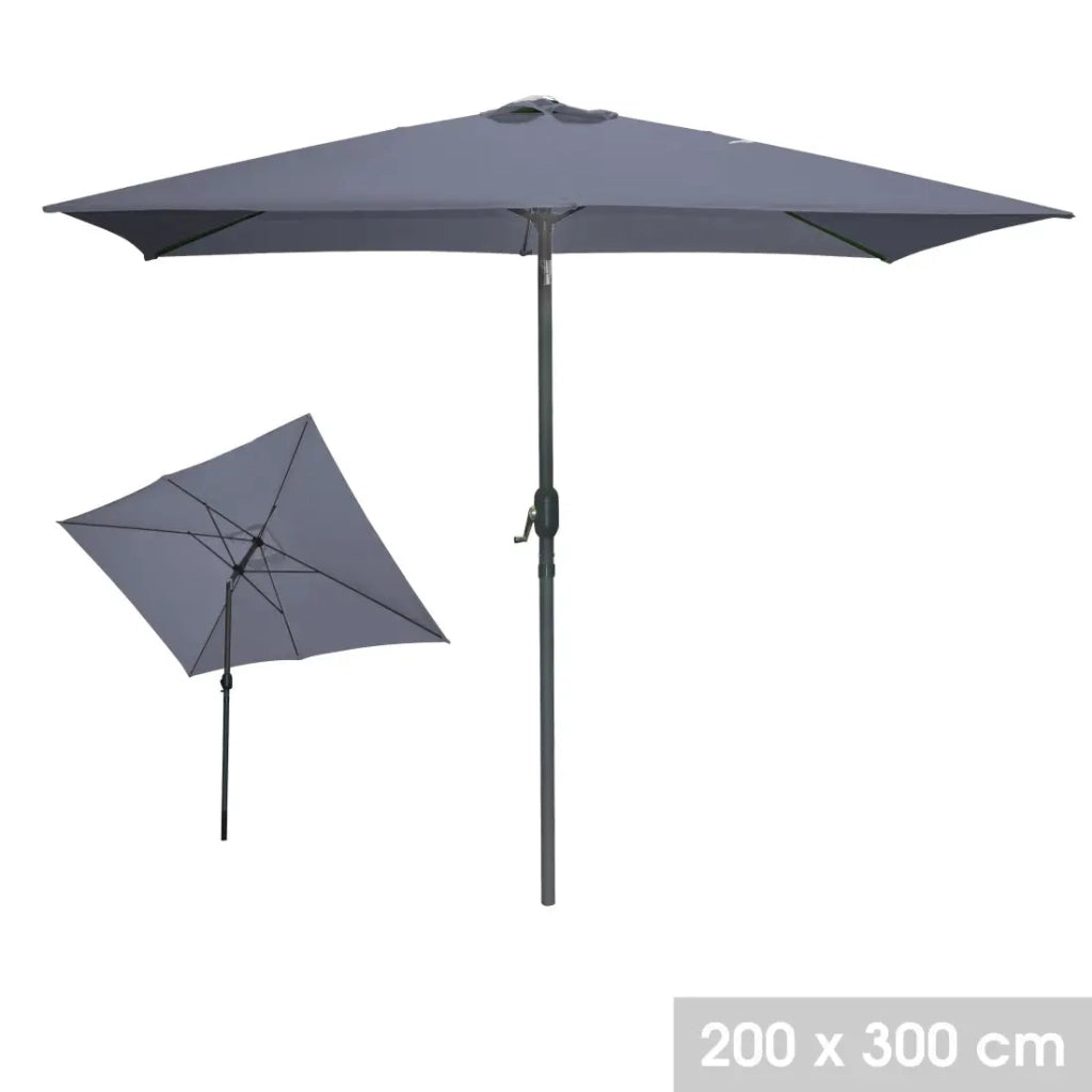 Ombrellone rettangolare inclinabile grigio antracite 200x300x250 cm - Tela 180 g/m² idrorepellente
