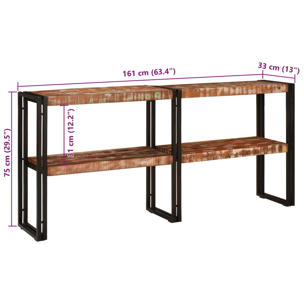 Tavolo Consolle 160x33x75 cm Legno Massello di Recupero