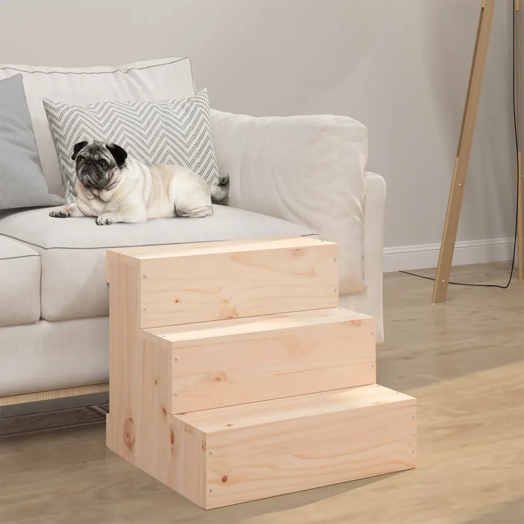 Scala per Animali 40x37,5x35 cm in Legno Massello di Pino 822461