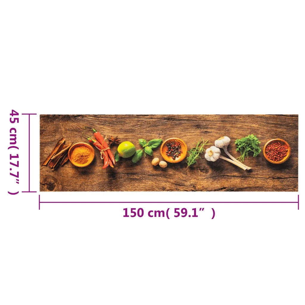 Tappeto da Cucina Lavabile-Tappetino da Cucina Spezie 45x150 cm Velluto 354087