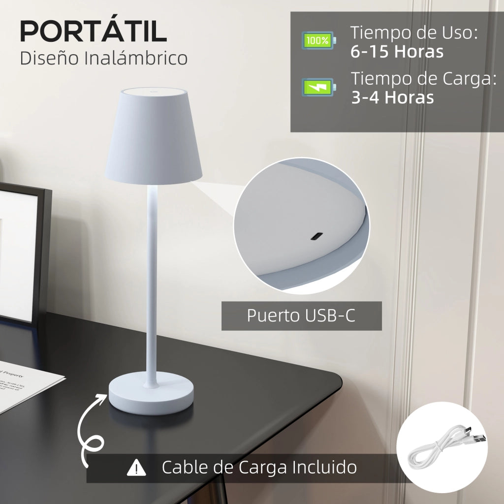 Lampada da Tavolo LED Ricaricabile ¨C zephmum ¨C Grigio 3 Colori ?11,2x36,5 cm