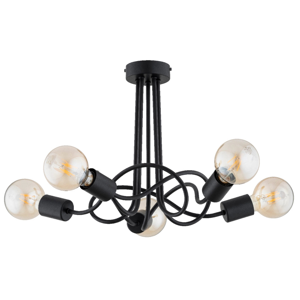 Plafoniera loft nera a nodo in metallo Alfa WINGO 5xE27 15W