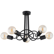 Plafoniera loft nera a nodo in metallo Alfa WINGO 5xE27 15W