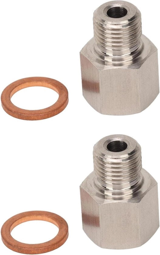 Adattatore di pressione per 2 pezzi da 1/8" NPT femmina a M10 x 1,0 maschio con guarnizione in acciaio inossidabile