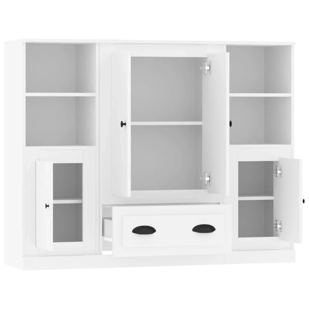 Buffet credenza cassettiera armadio mobile contenitore organizer per cucina soggiorno salotti 3 pezzi legno ingegnerizzato bianco 02_0037013