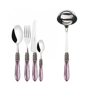 OPTICAL Ghiera Argento Anticato, Posate Set 49 Pz, Scatola Wenge,