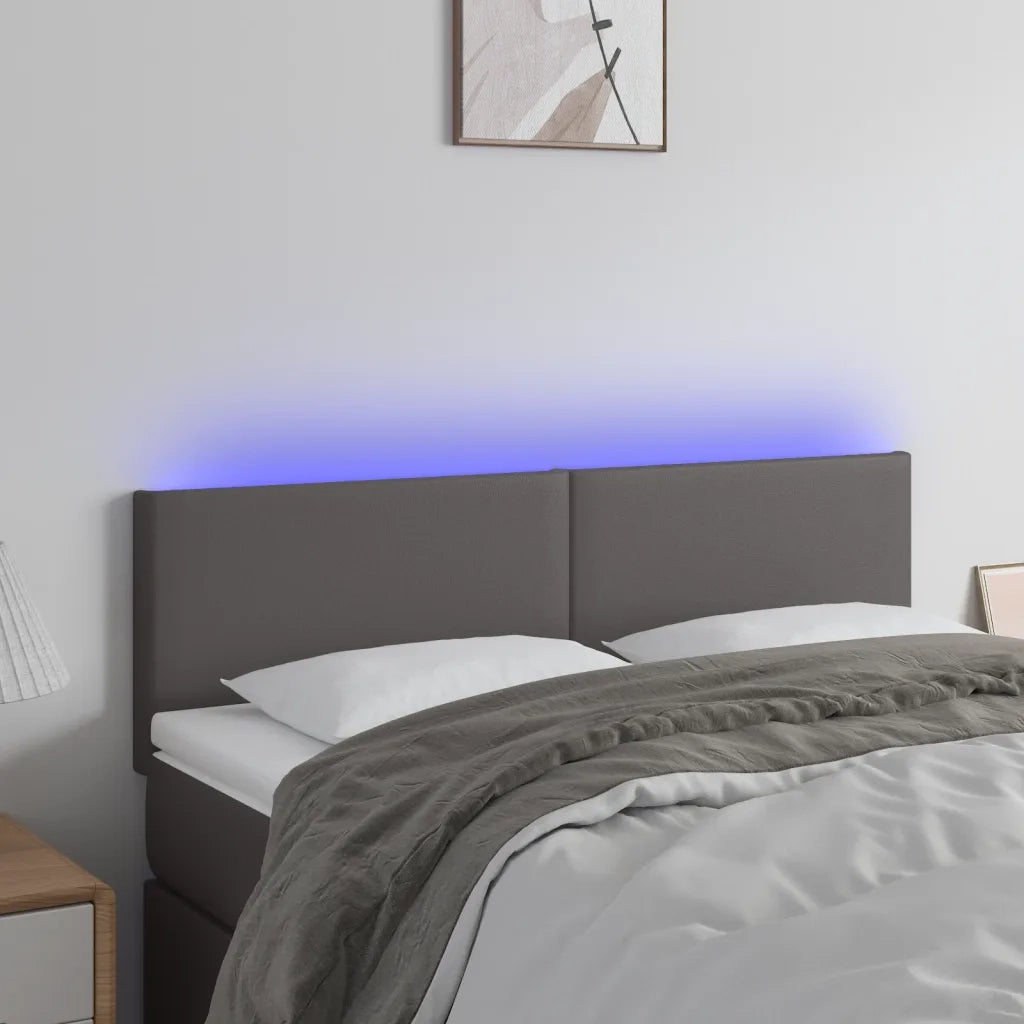Testiera | Testata a LED Grigio 144x5x78/88 cm in Similpelle