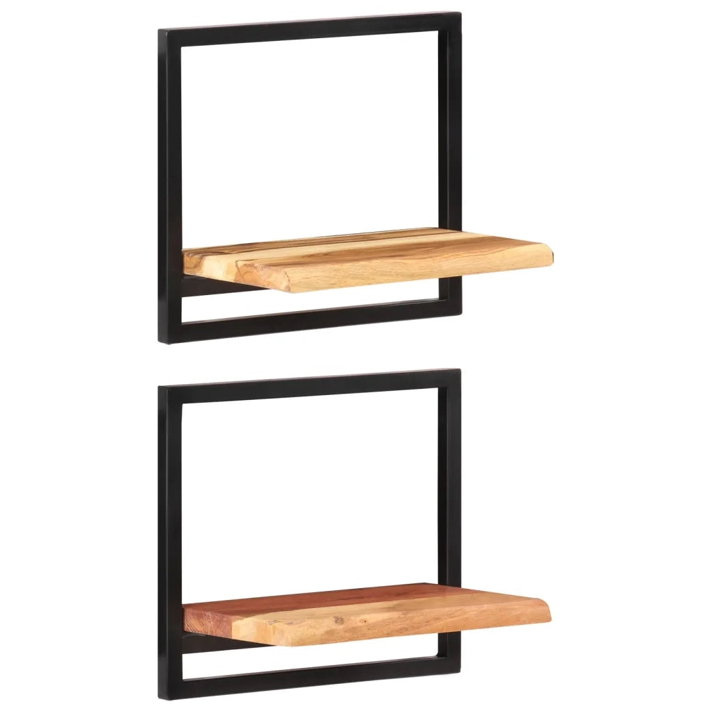 Mensole Parete 2 pz 40x24x35 cm Legno Massello Acacia e Acciaio 338460