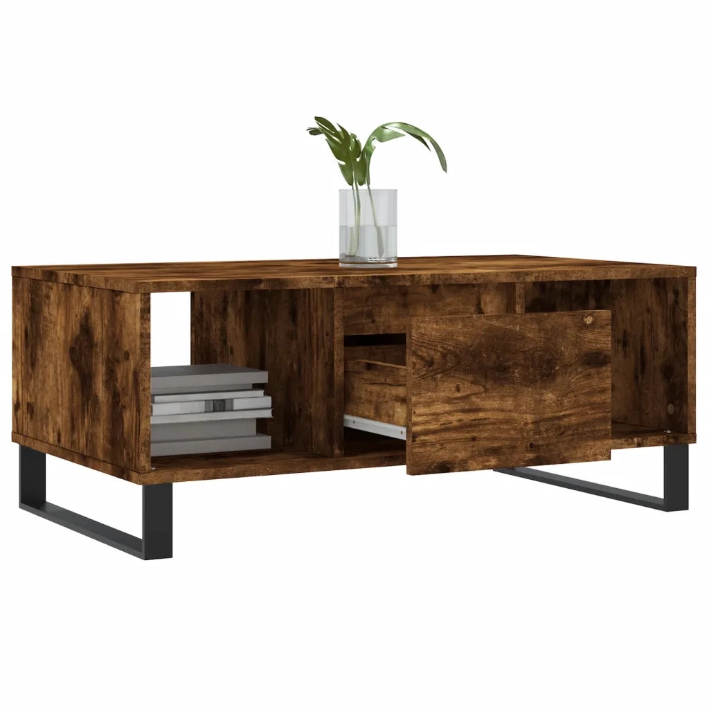 Tavolino da Salotto Rovere Fumo 90x50x36,5 cm Legno Multistrato 830601