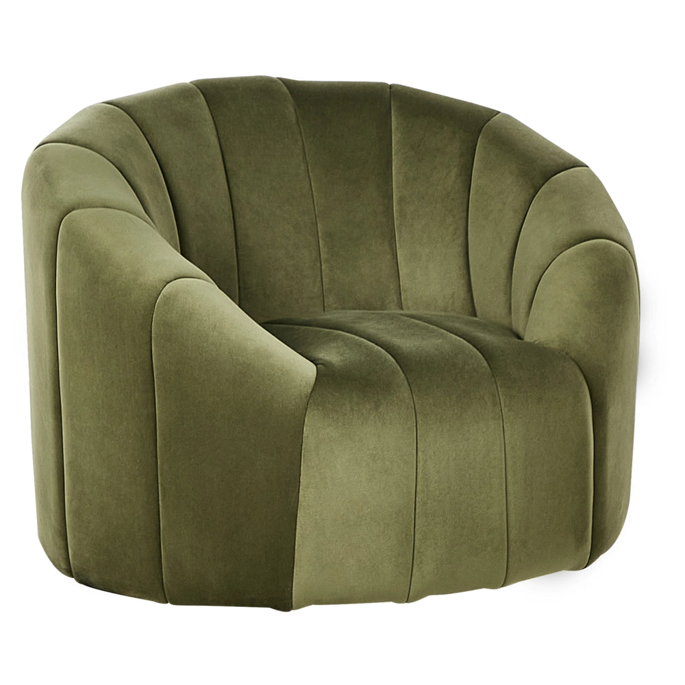 Poltrona in velluto verde scuro in tessuto morbido Design contemporaneo e retrò Seduta imbottita e schienale basso