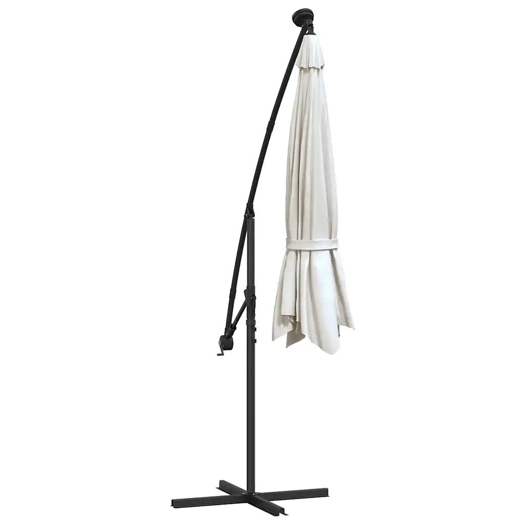 Ombrello | Parasolne Pensile con Luci LED 300 cm Sabbia Palo in Metallo