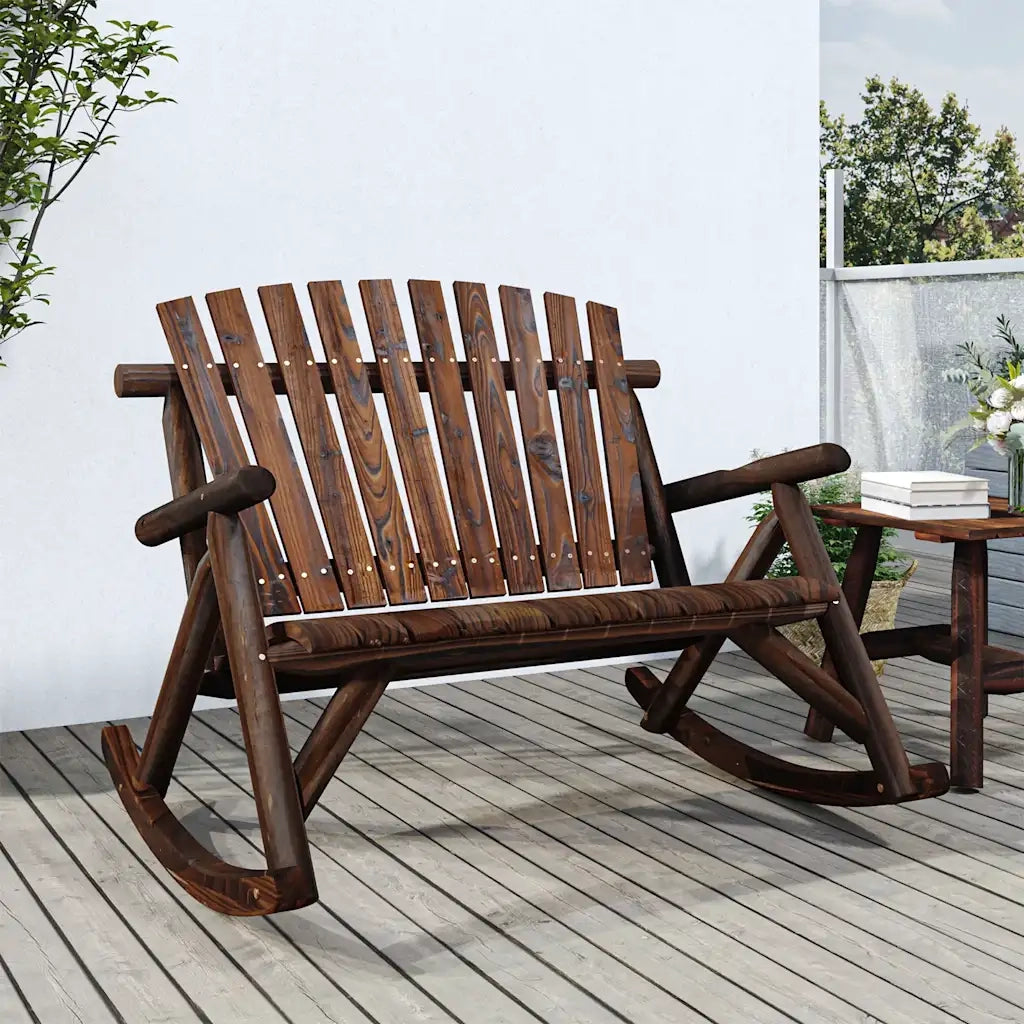 Panca Dondolo Giardino 2Posti 123x96x102cm Massello Abete Rosso 363350