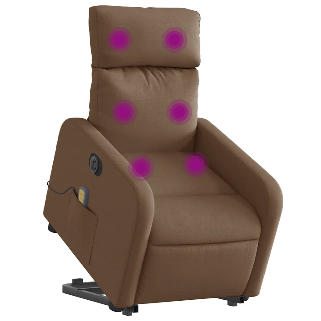 Poltrona Alzapersona Massaggiante Elettrica Marrone Tessutocod mxl 133069