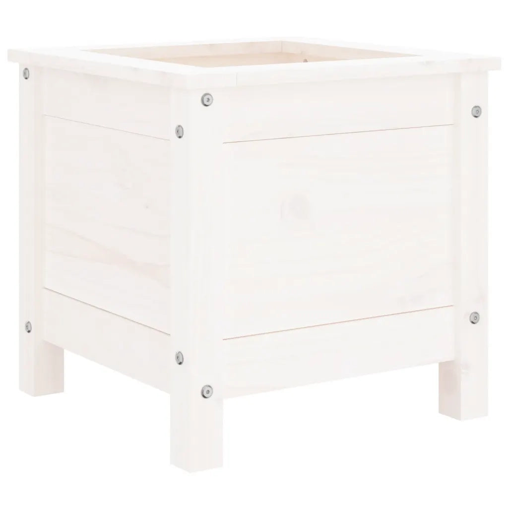 Fioriera da Giardino Bianca 40x40x39 cm Legno Massello di Pino 825248