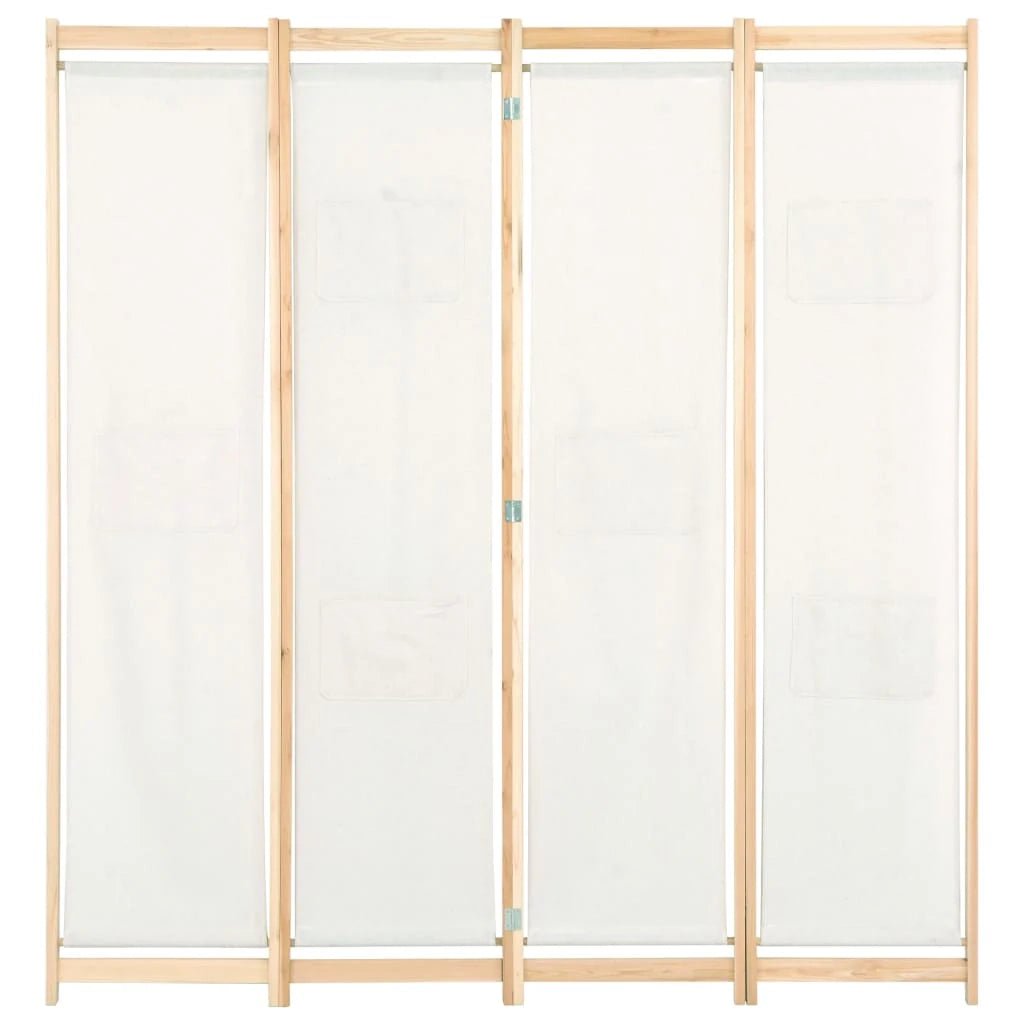 Paravento divisorio divisorio mobile decorativo 4 pannelli crema 160x4 cm tessuto 0802081