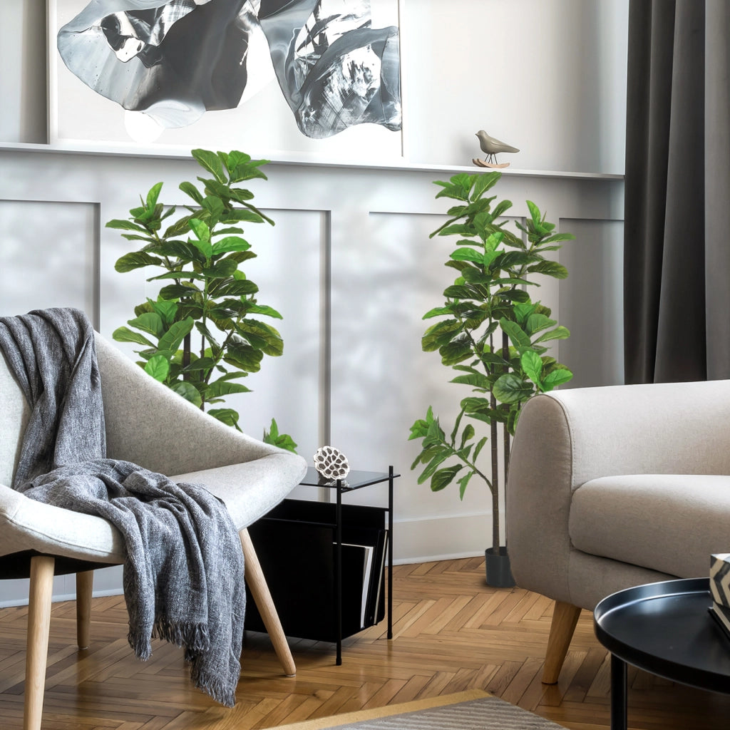 Piante Finto Ficus Lyrata 2 Pezzi ¨C Minimal ¨C Verde 180cm con Vaso