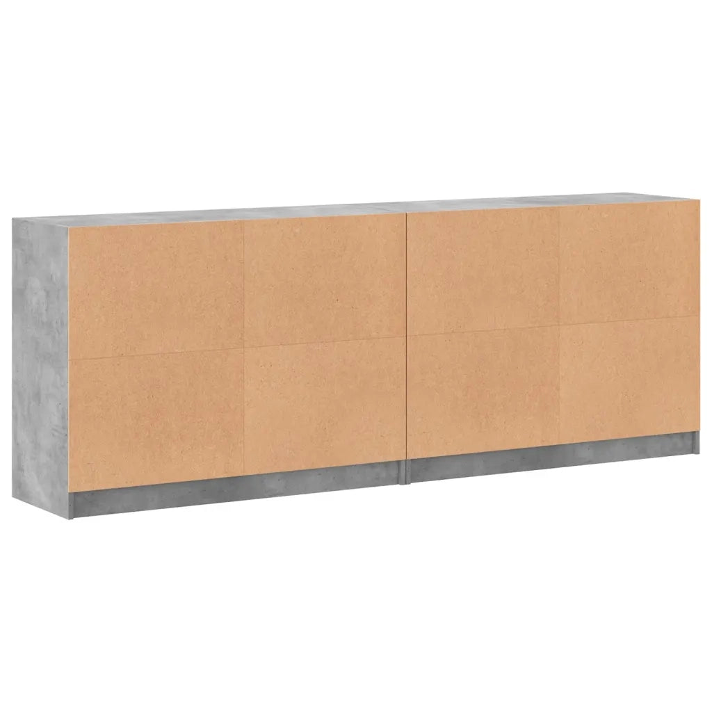 Libreria con Ante Grigio Cemento 204x37x75 cm Legno Multistrato 3206534