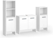 Set di mobili da bagno Karli, Bianco, 63.8 cm, composto da mobile sottolavabo, specchiera e colonna alta