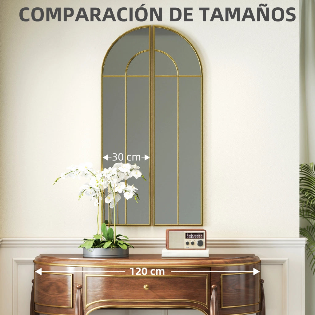 Specchio Decorativo a Parete con Arco ¨C zephmum ¨C Dorato 30x120 cm
