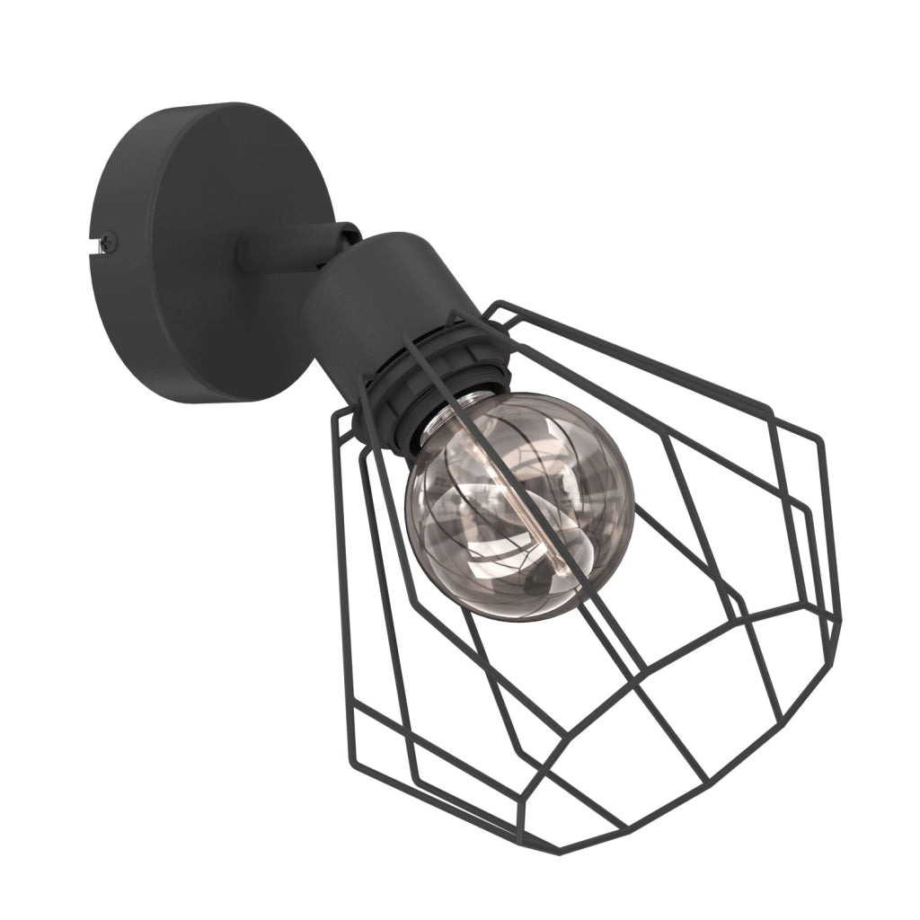 Applique Parkla regolabile 1 luce E27 nera metallo