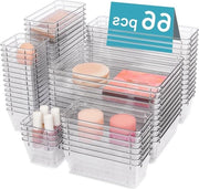 Set di Organizzatori di Cassetti in Plastica Translucida da 66 pezzi - Ideale per l'Organizzazione di Casa e Ufficio