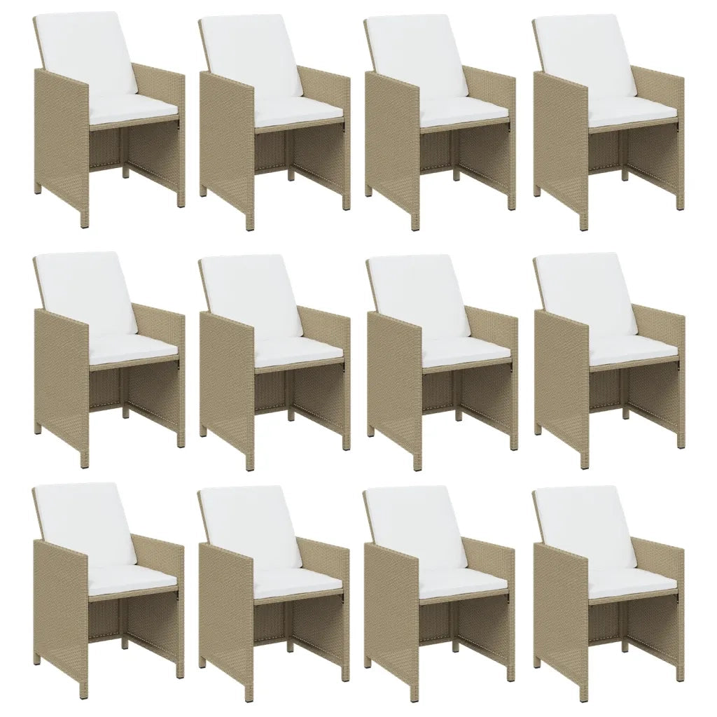 Set da Pranzo per Giardino 13pz con Cuscini in Polyrattan Beige cod mxl 38610
