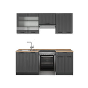 Cucina componibile Fame-Line Grigio scuro/Antracite 200 cm, PL Rovere Vicco