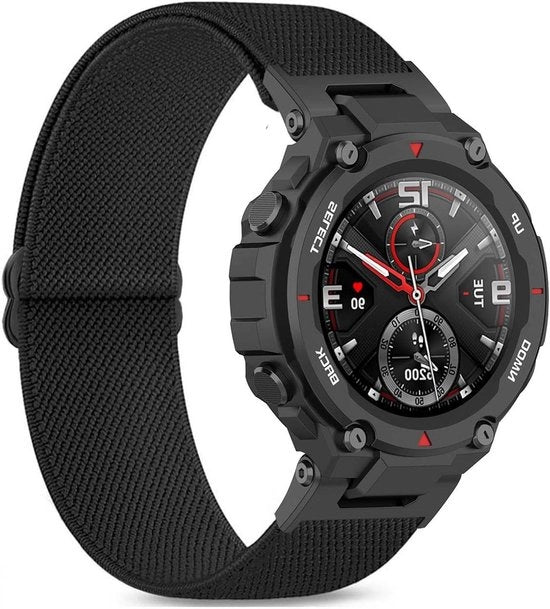 Cinturino elastico in nylon per orologio Amazfit T-Rex Pro - Nero - Cinturino di ricambio - Uomo e Donna - Respingente - Compatibile con Amazfit T-Rex Pro