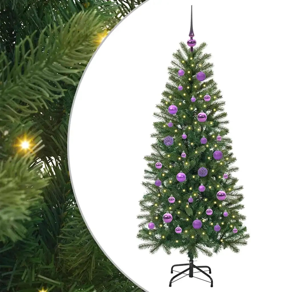Albero di Natale | Decorazioni natalizie artificiale con 150 LED Verde 150 cm PE e PVC