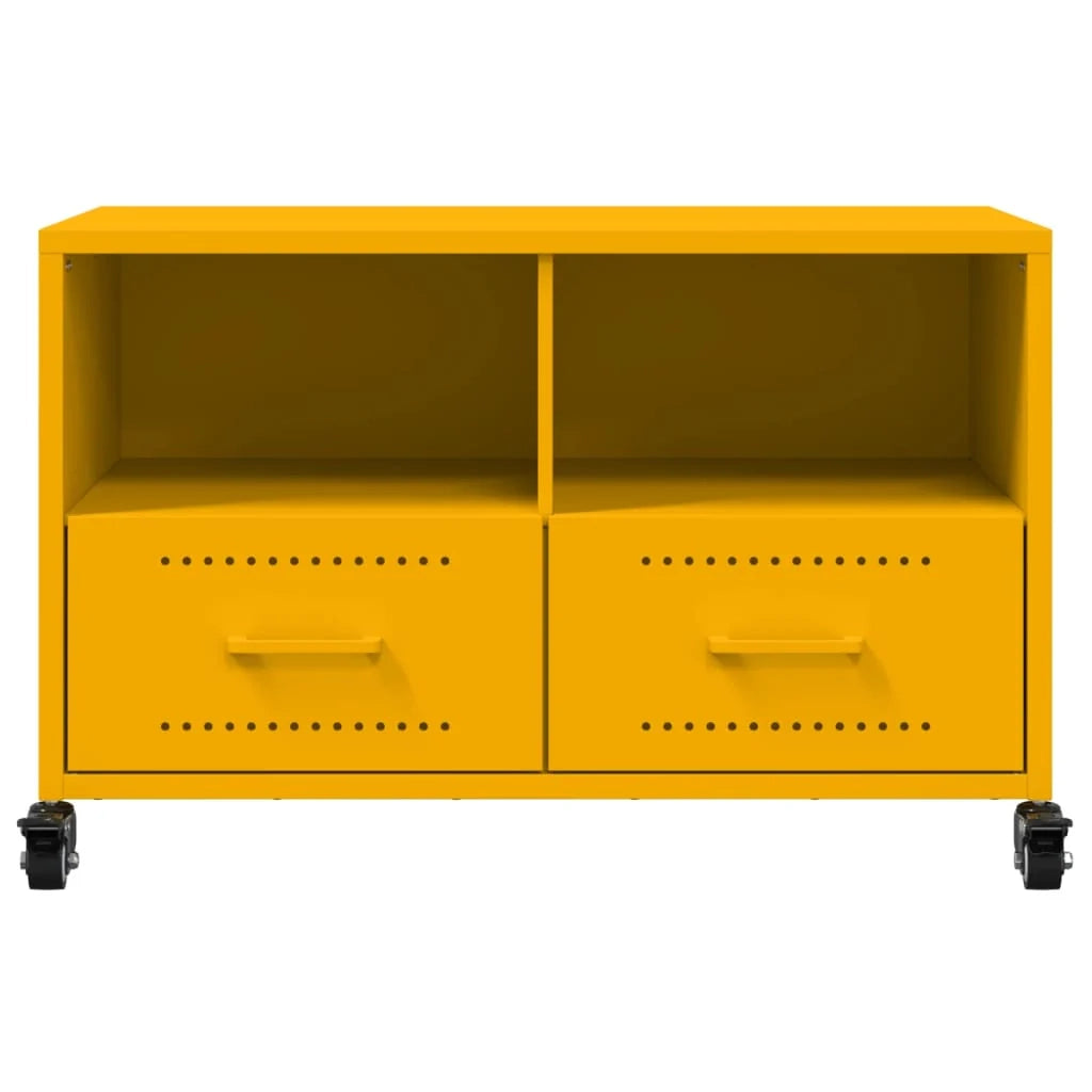 Mobile TV multimediale mensola TV credenza TV sala da pranzo soggiorno camera da letto giallo senape 68 x 39 x 43,5 cm acciaio giallo 02_0027664