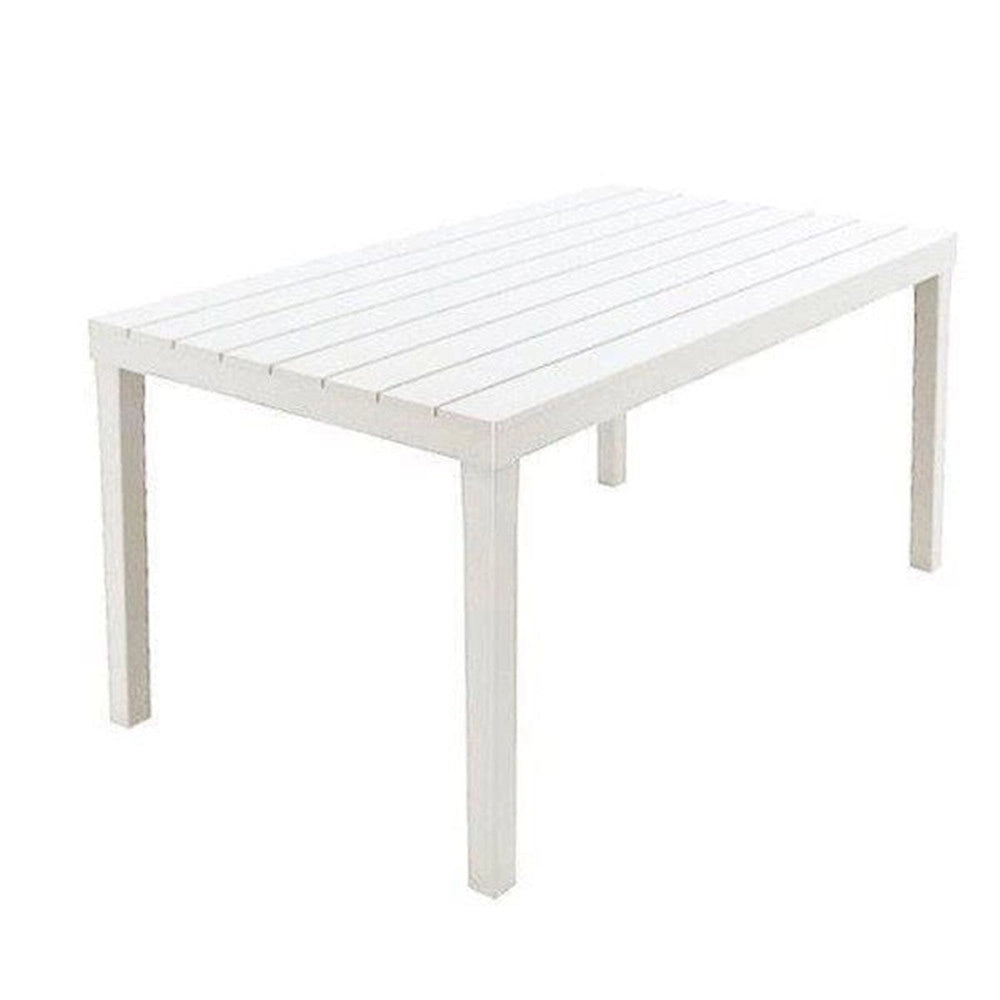 Trade Shop - Set Salotto Samoa Da 5pz Con Tavolo Rettangolare 4 Panche 4 Posti Bianco Arredo 090644 -