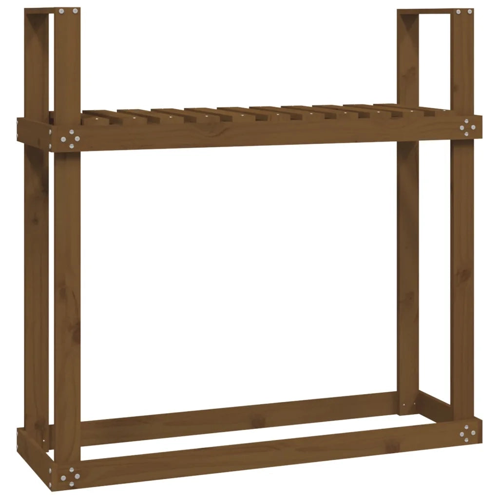 Portalegna-Scaffale per Legna Ambra 110x35x108,5 cm in Legno Massello di Pino