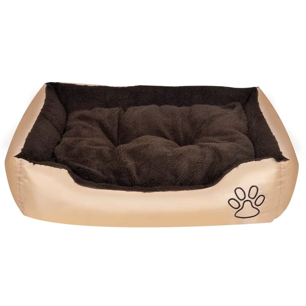 Cuccia calda per cani con cuscino imbottito 90 cm beige e marrone 02_0001551