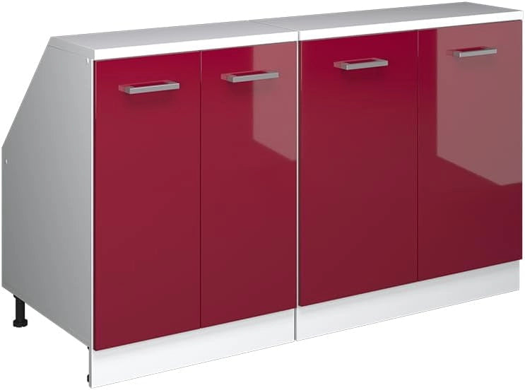 Set di mobili sottotetto Rion, Rosso lucido, 140 cm Set di 2 carcasse armadio profondità 60 cm, adatto per il salvaspazio sotto tetti spioventi