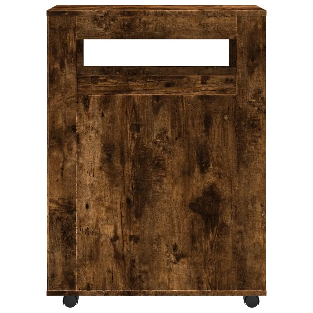 Mobile da Bagno Stretto con Ruote Rovere Fumo in Truciolato 855272