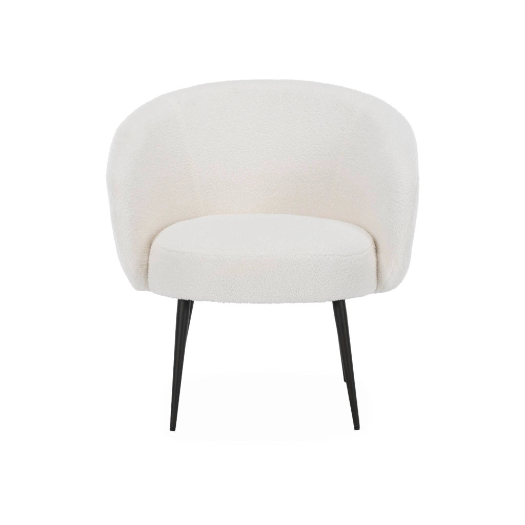 Poltrona di design in boulcé bianca e metallo, crema