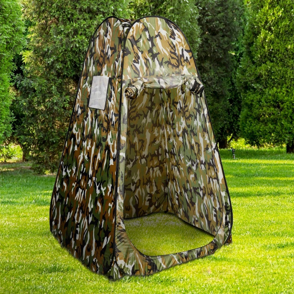 Tenda spogliatoio da esterno ad apertura istantanea Pop-up portatile per campeggio, spiaggia, doccia 120x120x190cm Verde mimetico-Tende