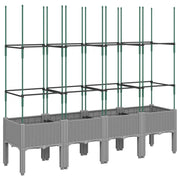 Fioriera | Cassetta per fiori | Vaso Giardino con Traliccio Grigio Chiaro 160x40x142,5cm PP