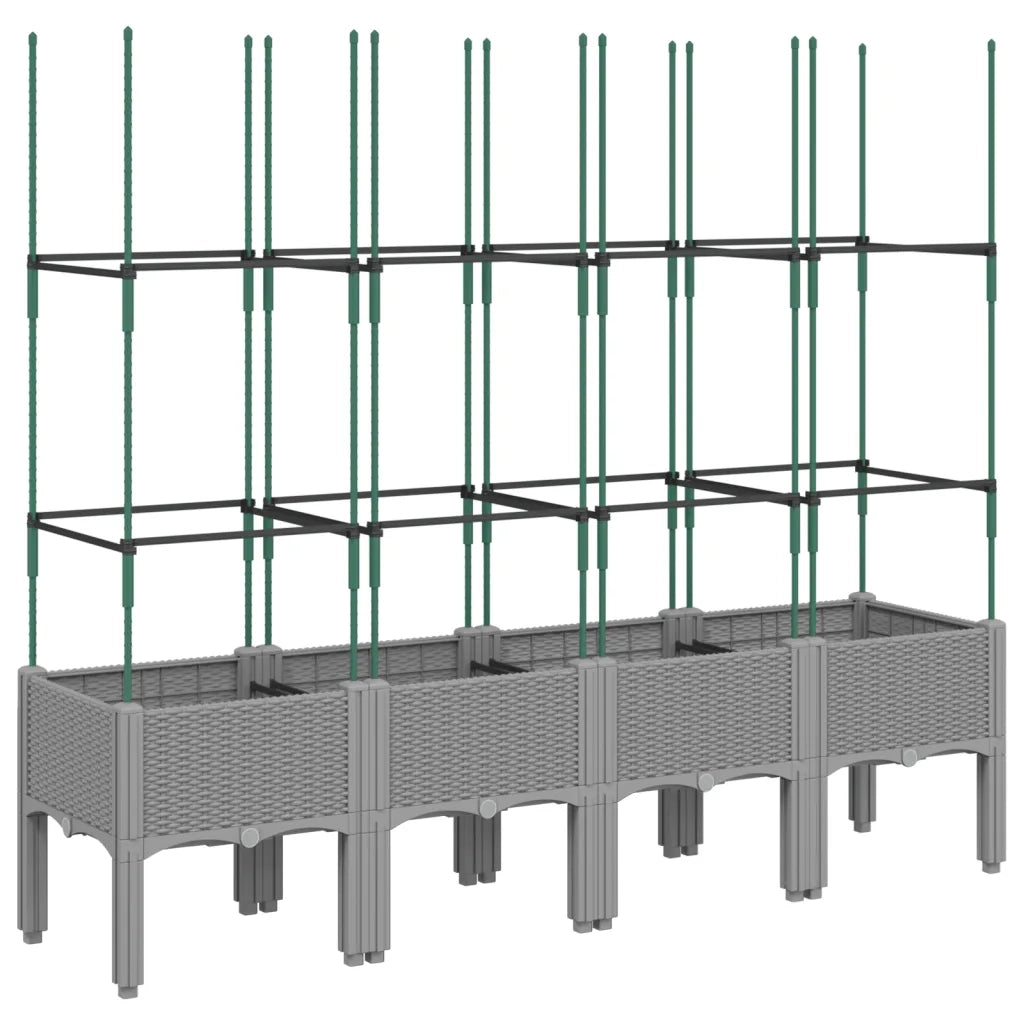 Fioriera | Cassetta per fiori | Vaso Giardino con Traliccio Grigio Chiaro 160x40x142,5cm PP
